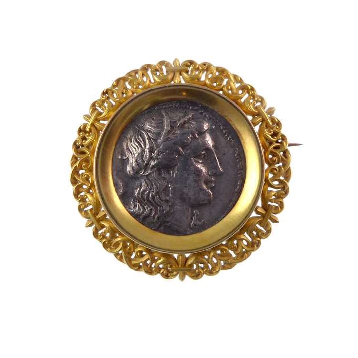 Gold and classical coin brooch